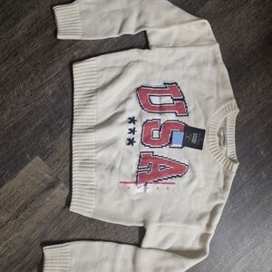 Grayson Threads USA Knit Sweater Womens NWT Patriotic White Red Blue Pullover